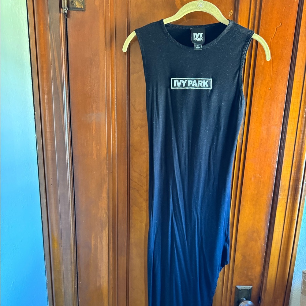 IVY PARK Black Body-con Asymmetrical Tie Backless Midi Length Dress